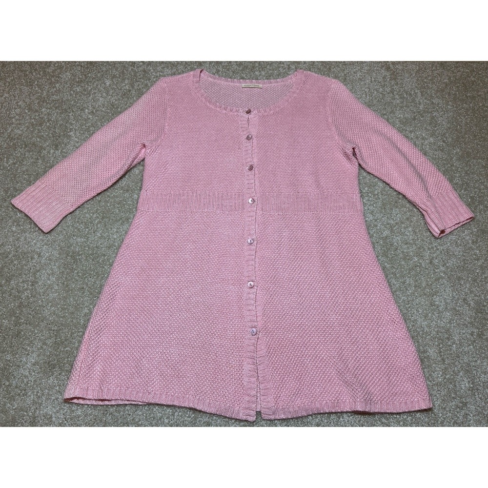 Eileen Fisher Pink 100% Hemp 3/4 Length Sleeves Cardigan‎ Sweater with Buttons